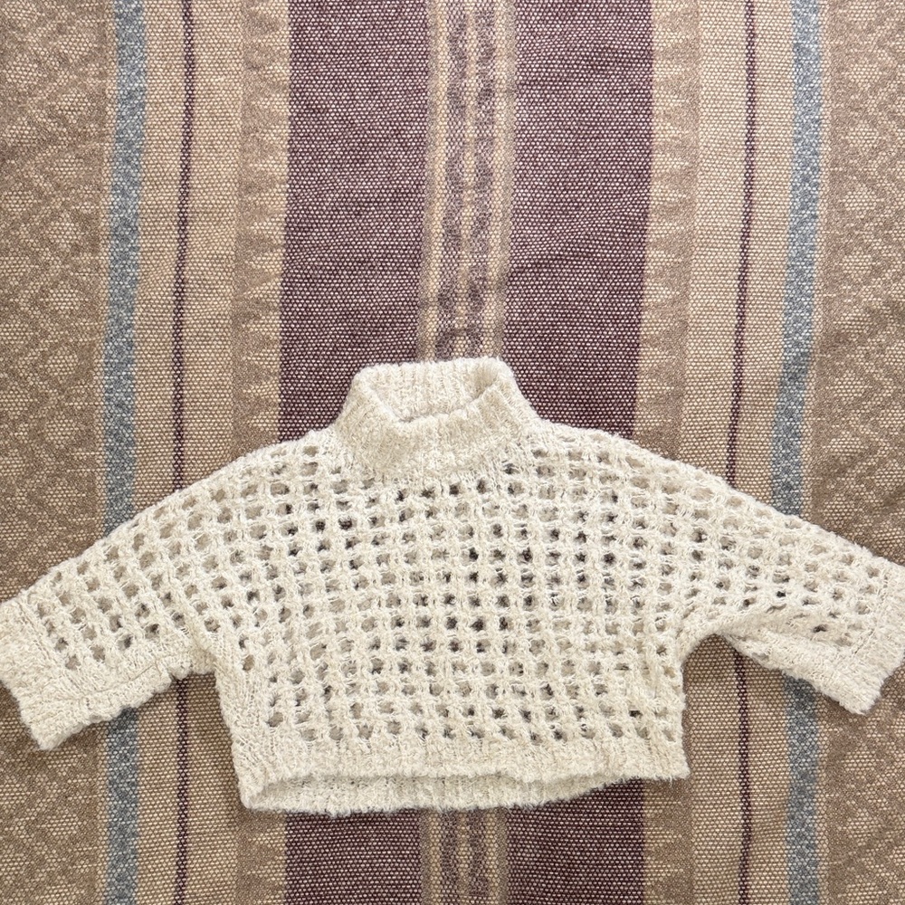 Peserico Cream Textured Cropped Sweater